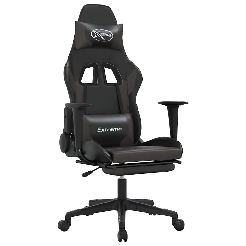 Gaming-Stuhl mit Massagefunktion Schwarz und Blau Kunstleder