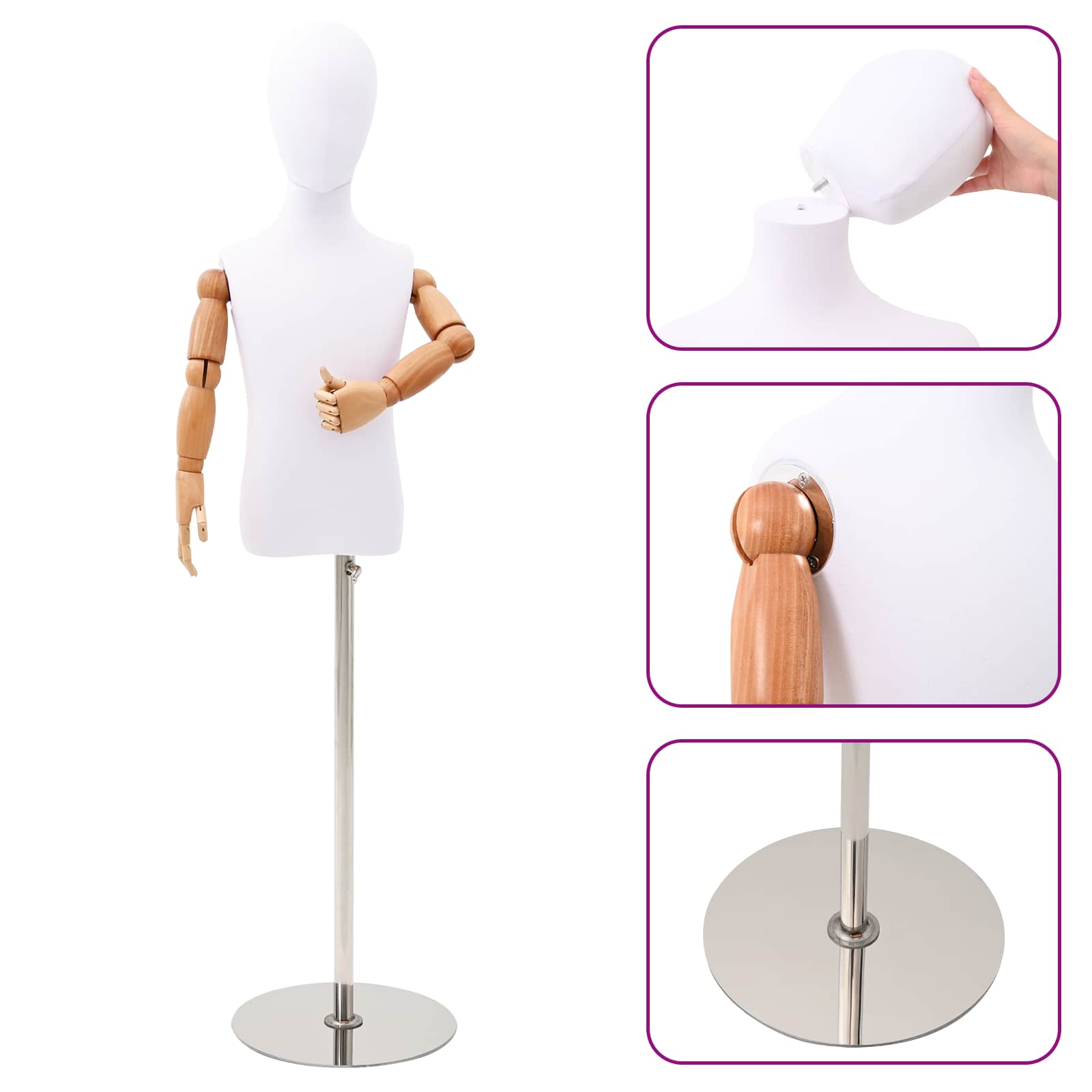 Verstellbares 120-150 cm Mannequin mit Basis Unisex PP Weiß