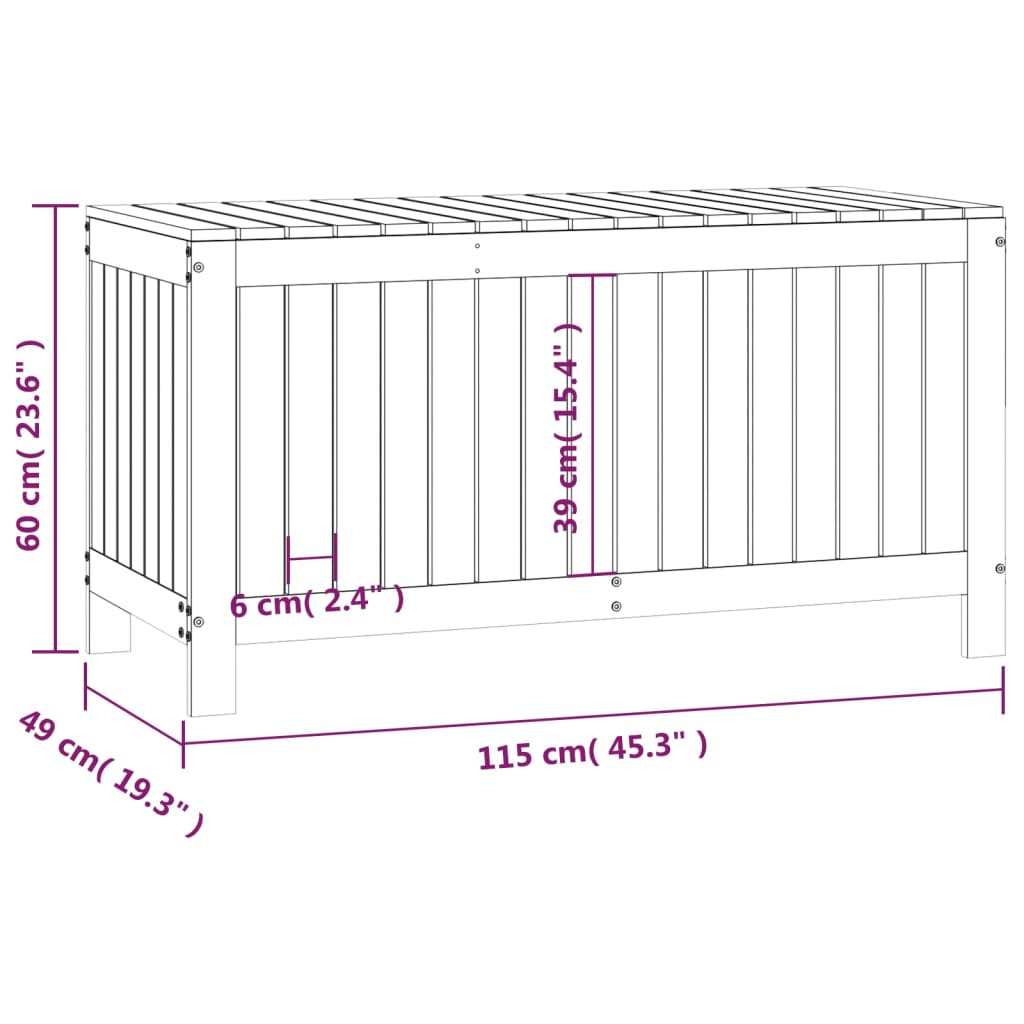 Gartentruhe Grau 76x42,5x54 cm Massivholz Kiefer