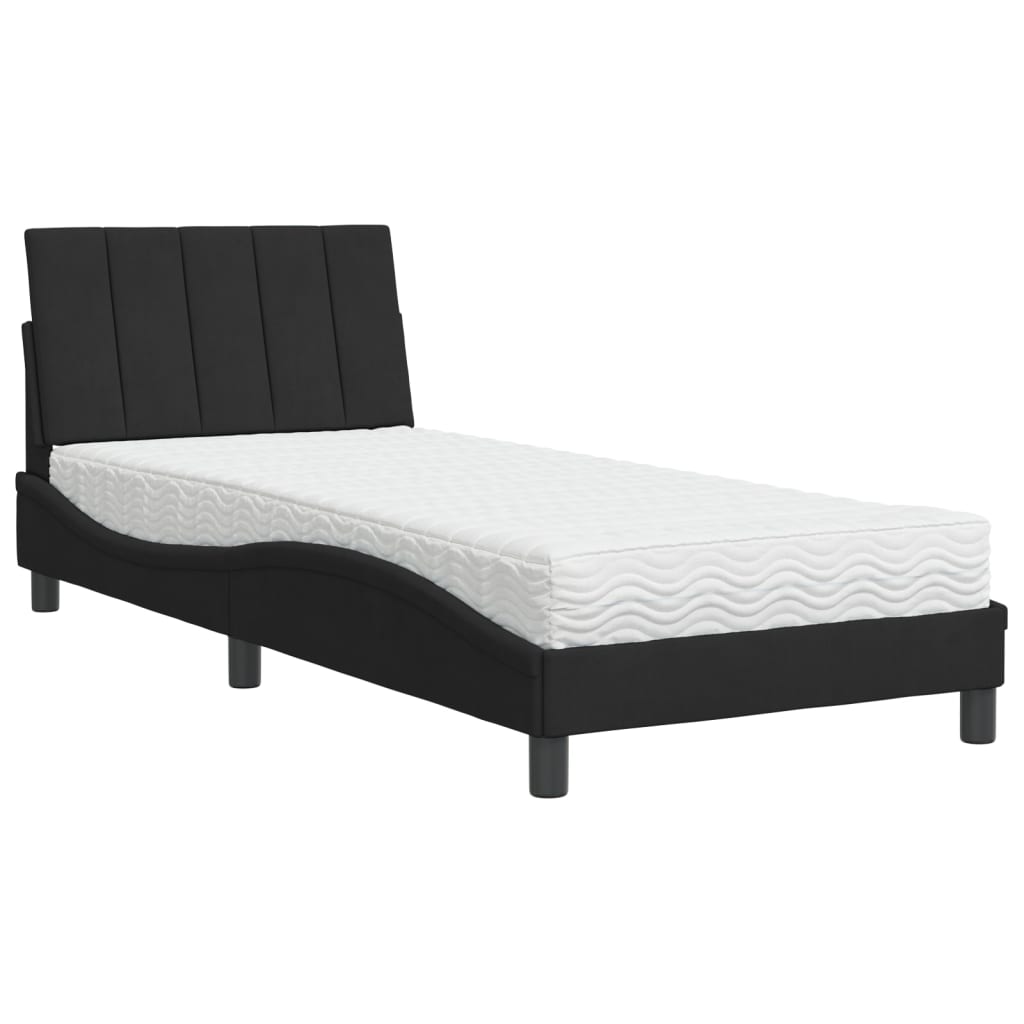 Bett mit Matratze "Hanko" Hellgrau 80x200 cm Samt