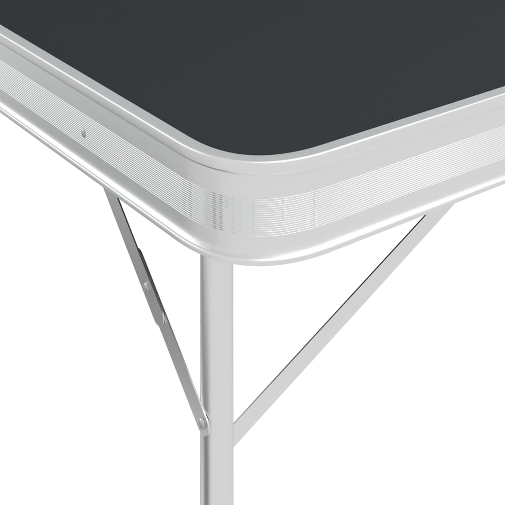 Klappbarer Campingtisch mit 2 Sitzbänken Aluminium Weiß