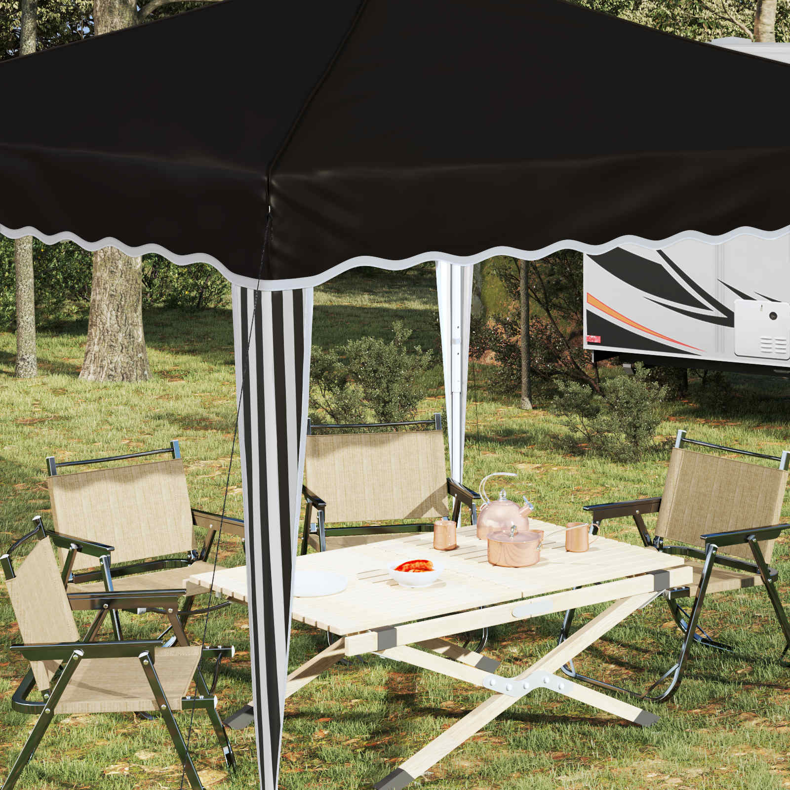 Pop-up Partyzelt 288 x 288 x 245 cm Creme Oxford-Stoff