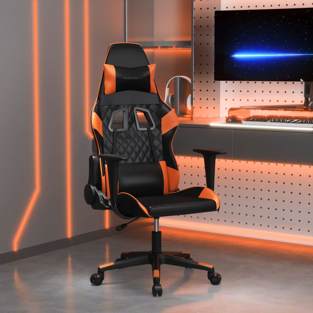 Gaming-Stuhl mit Massagefunktion Schwarz und Blau Kunstleder