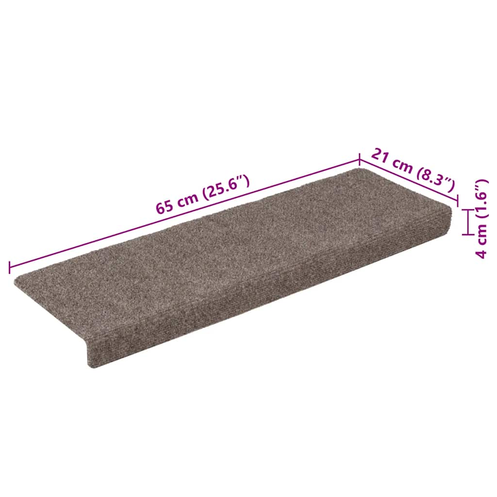 Stufenmatten Selbstklebend 15 Stk. 65x21x4 cm Hellbraun Rechteckiger Rand
