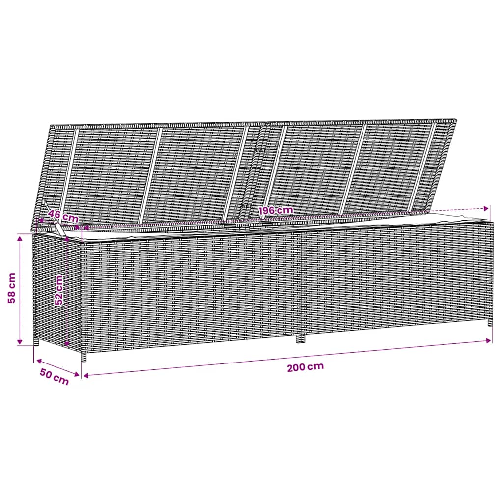 Gartentruhe Schwarz 283L Poly Rattan