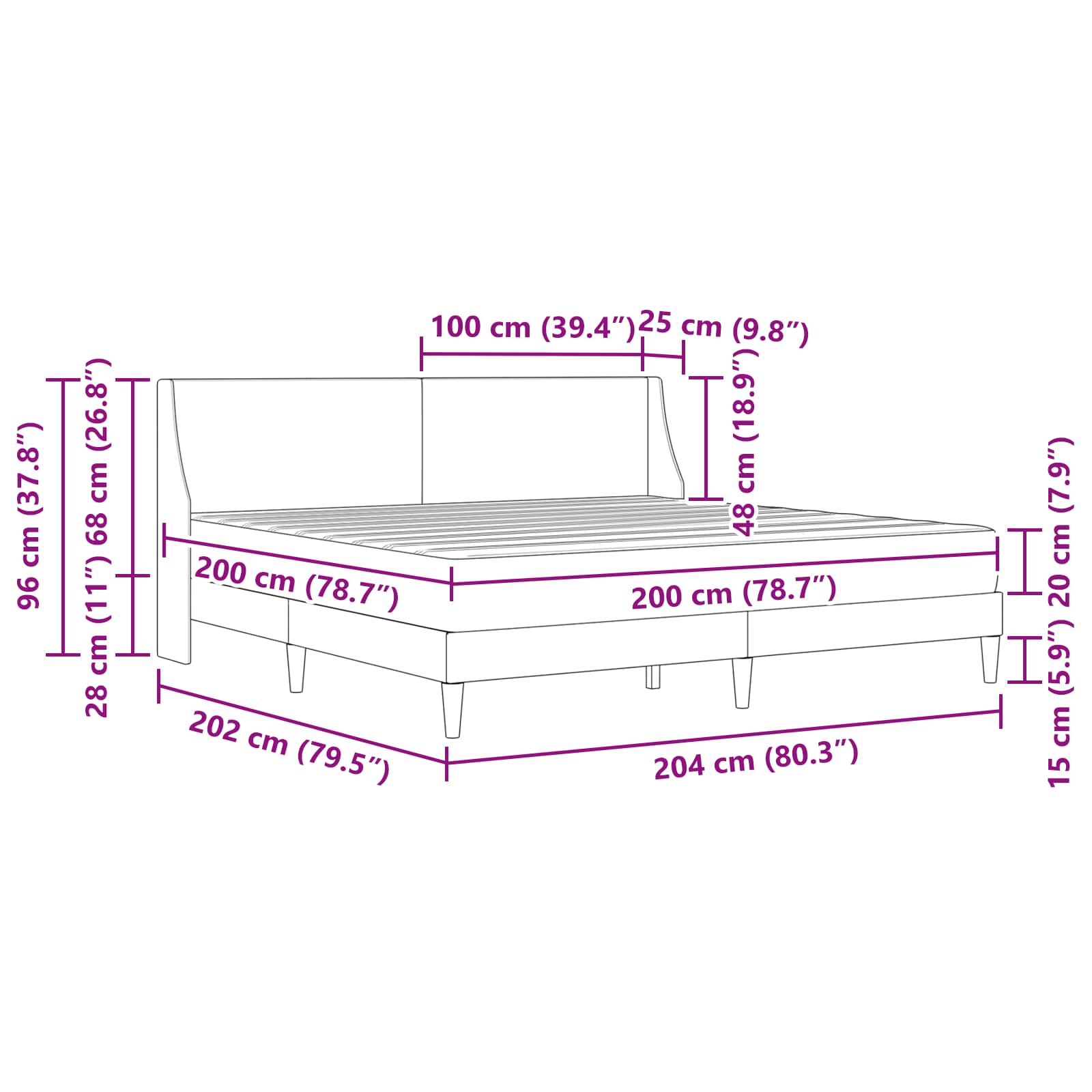 Bettgestell mit Matratze Hellgrau 80x 200 cm Polyester