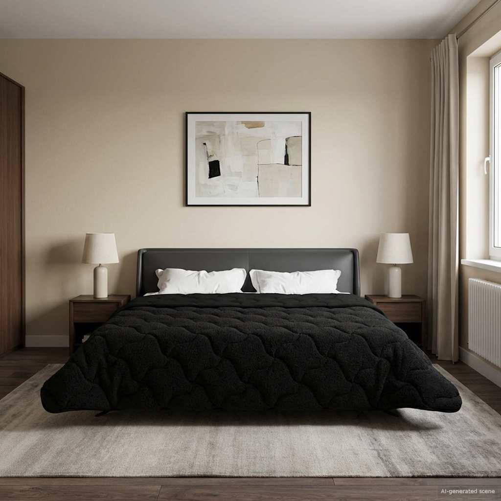 Winterbettdecke Gepolstert Anthrazit 135 x 200 cm