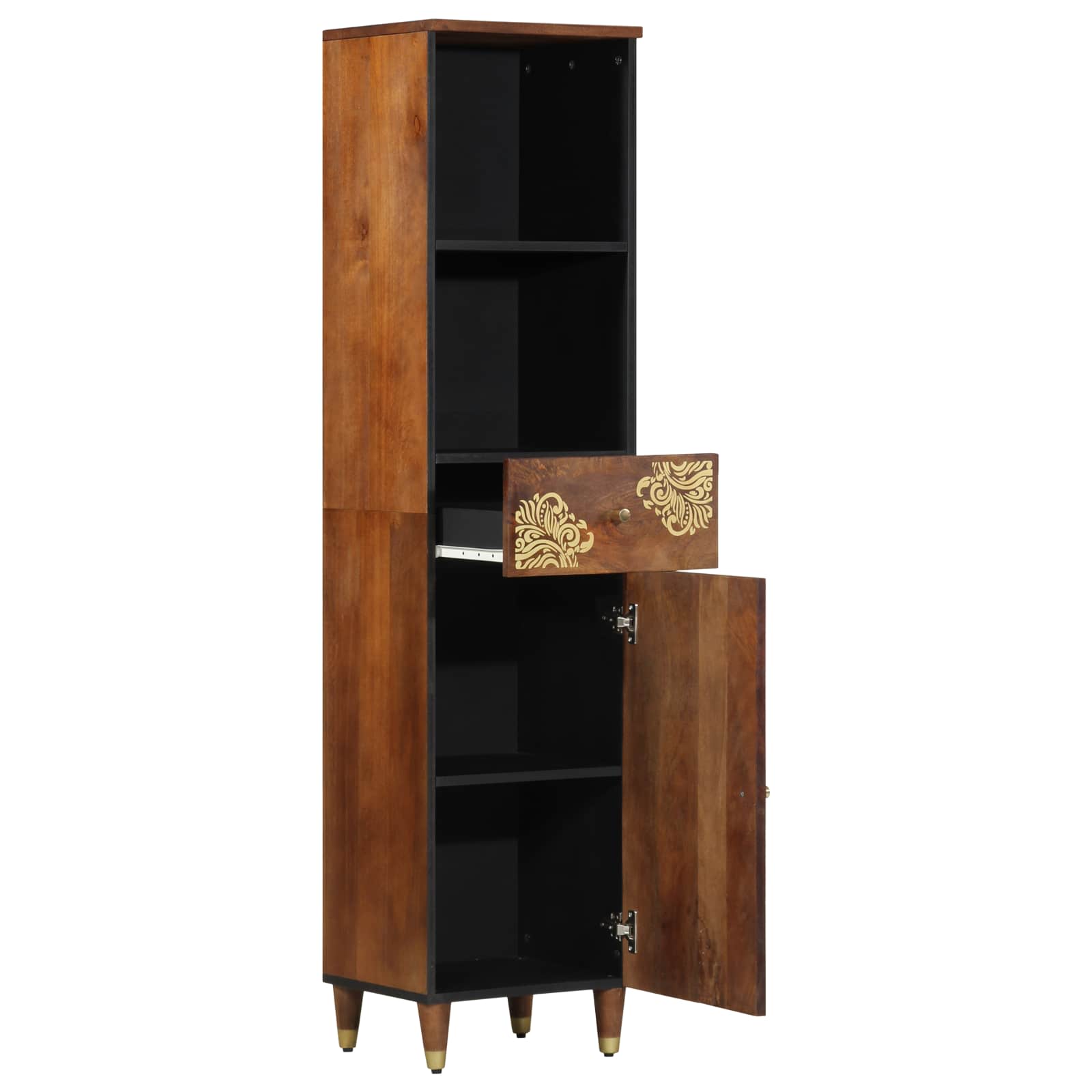 Badezimmerschrank Grau 38 x 33 x 160 cm Massivholz Mango