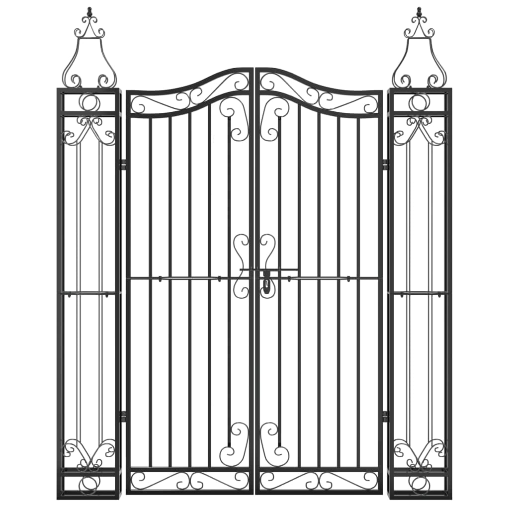 Gartentor Schwarz 121x8x100 cm Schmiedeeisen