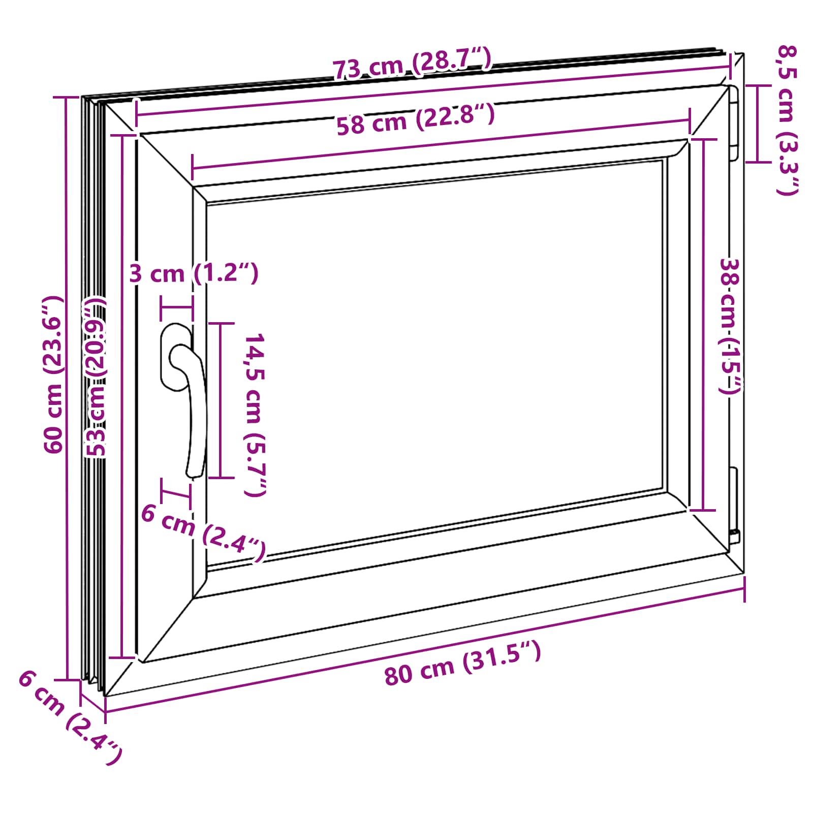 Kellerfenster RISOR 50 x 50 cm PVC und Glas Weiß