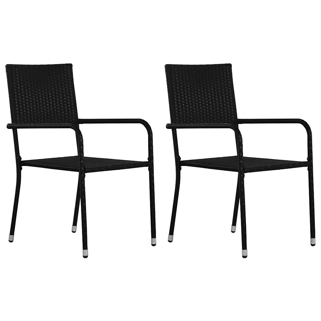Garten-Essstühle 6 Stk. Stapelbar Schwarz Polyrattan