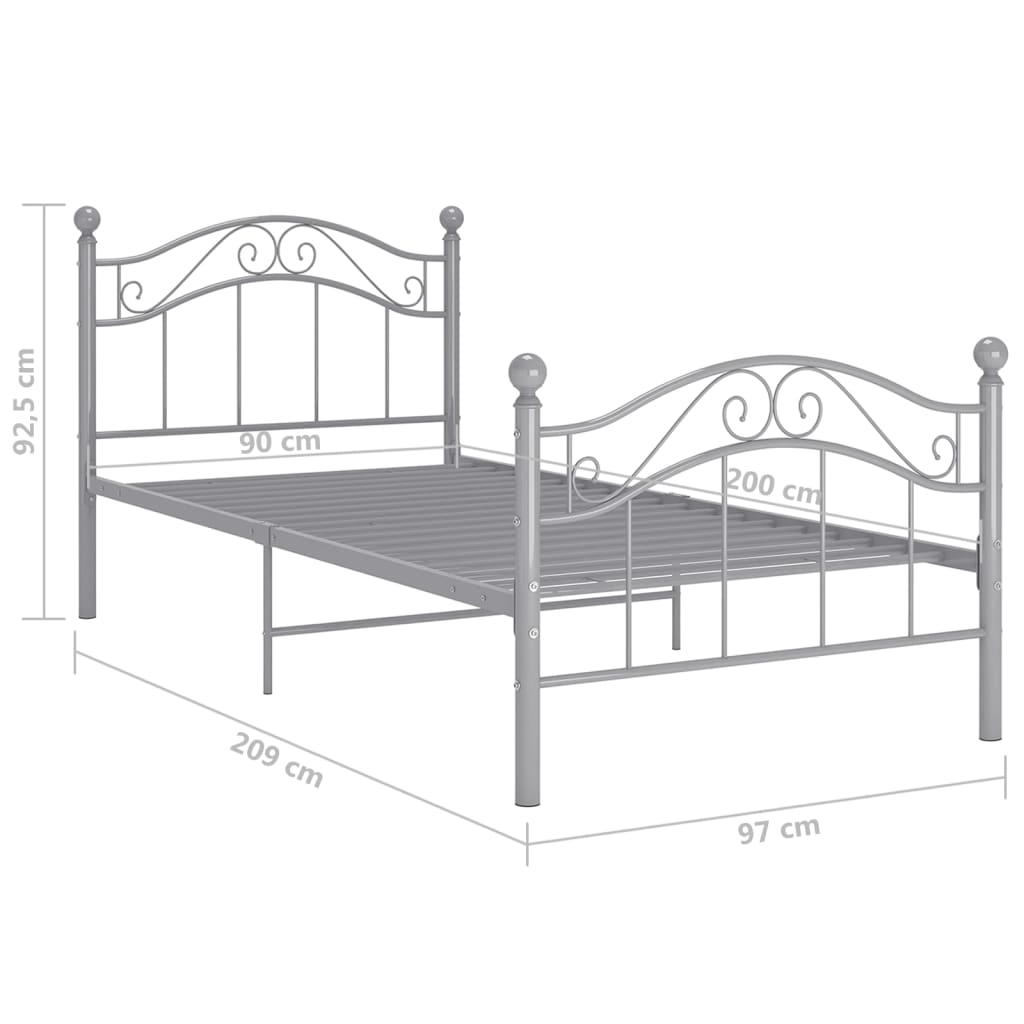 Bett Schwarz Metall 90x200 cm
