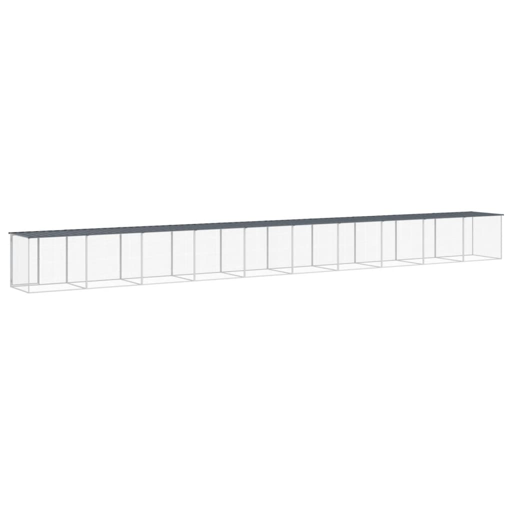 Hühnerkäfig mit Dach Anthrazit 203x98x90 cm Verzinkter Stahl