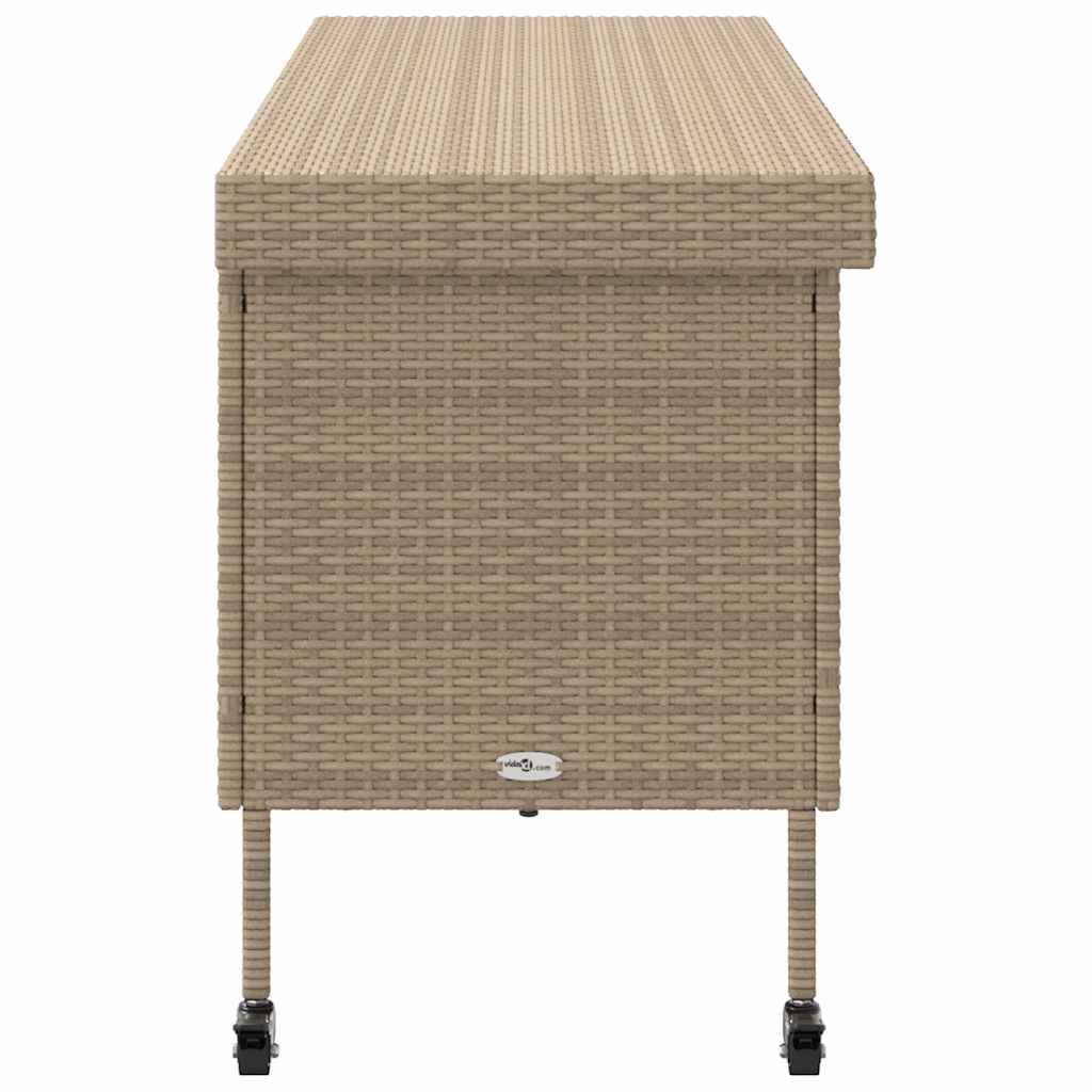 Gartentruhe mit Rollen Schwarz 110x55x73 cm Poly Rattan