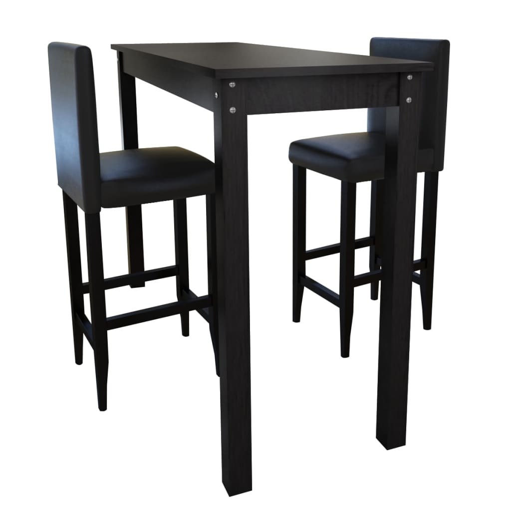 Barset Bartisch mit 4 Barhockern Schwarz