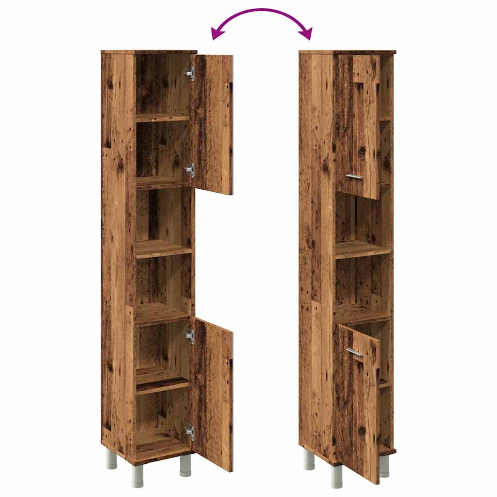 Badezimmerschrank Weiß 30x30x179 cm Holzwerkstoff