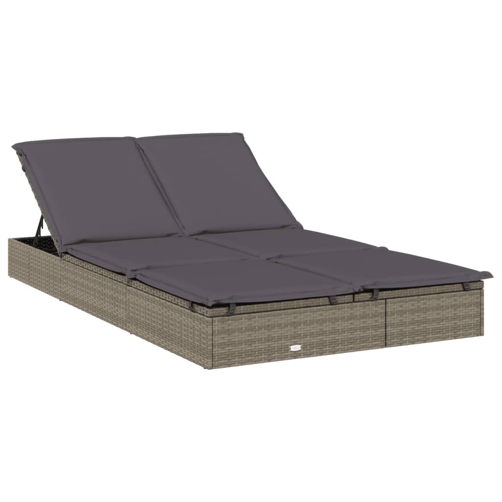 2-Personen-Sonnenliege mit Dach Braun 211x112x140 Poly Rattan
