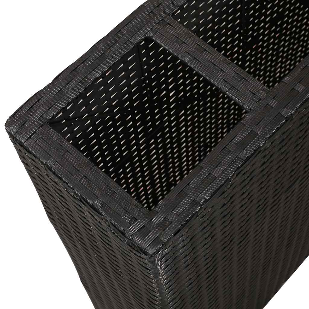 Garten-Hochbeet mit 4 Töpfen 2 Stk. Poly Rattan Grau