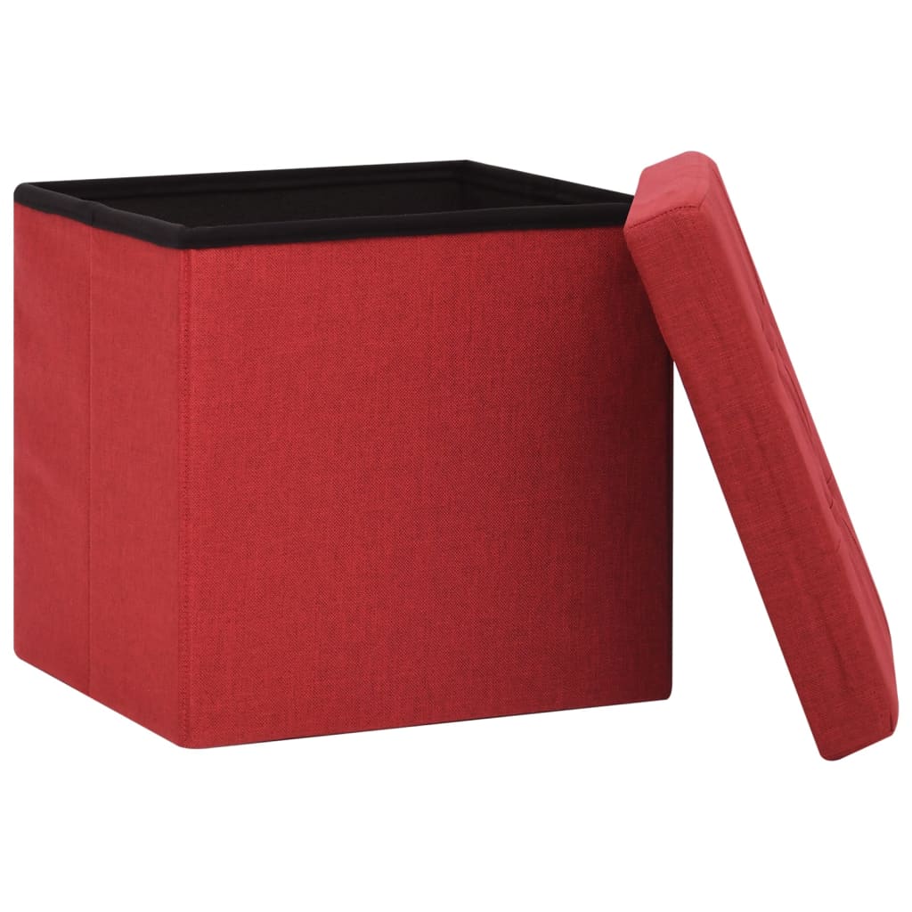 Hocker mit Stauraum Cremeweiß Leinenoptik