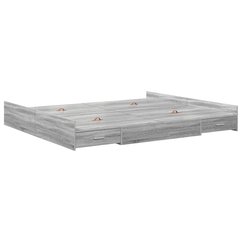 Aufbewahrungsbettgestell Weiß 200 x 200 cm Holzwerkstoff