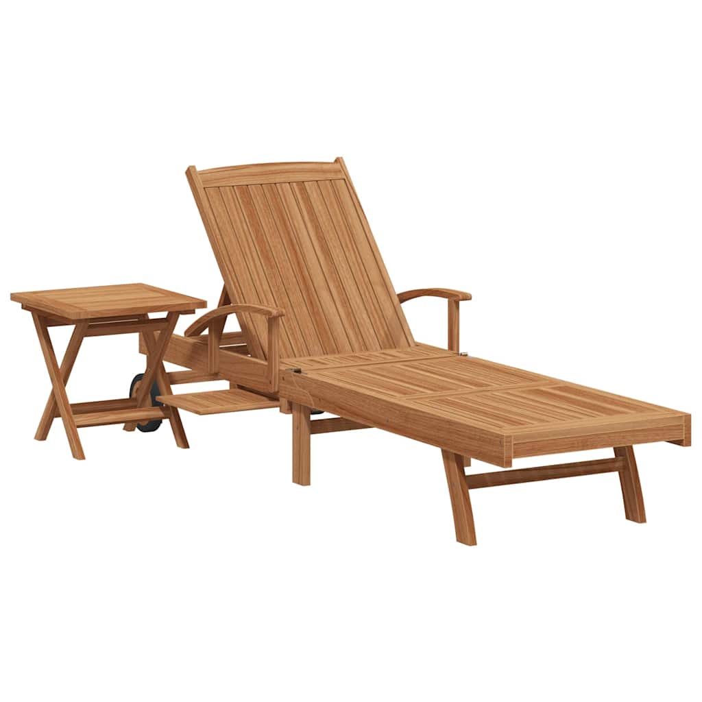 Sonnenliege Massives Teakholz Braun