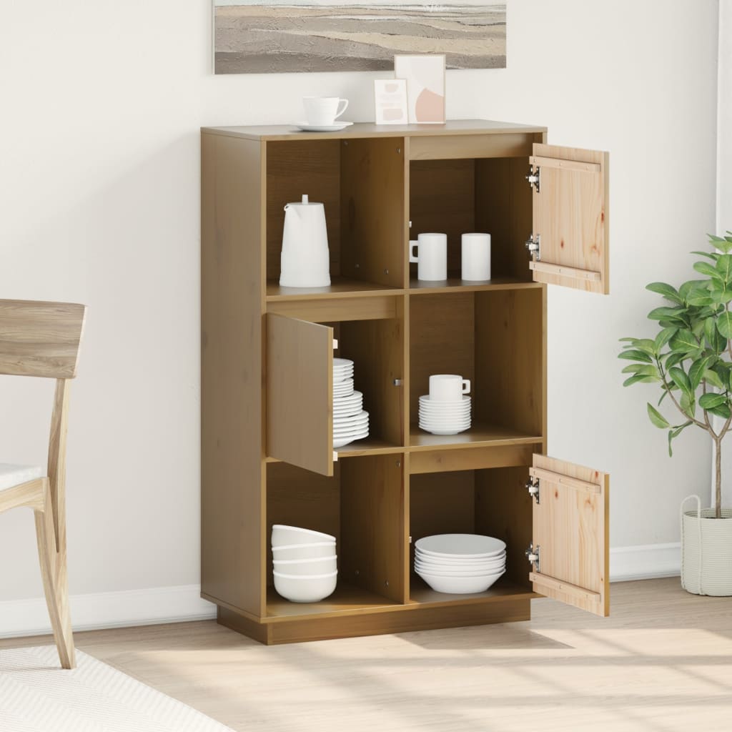Highboard 74x35x117 cm Massivholz Kiefer