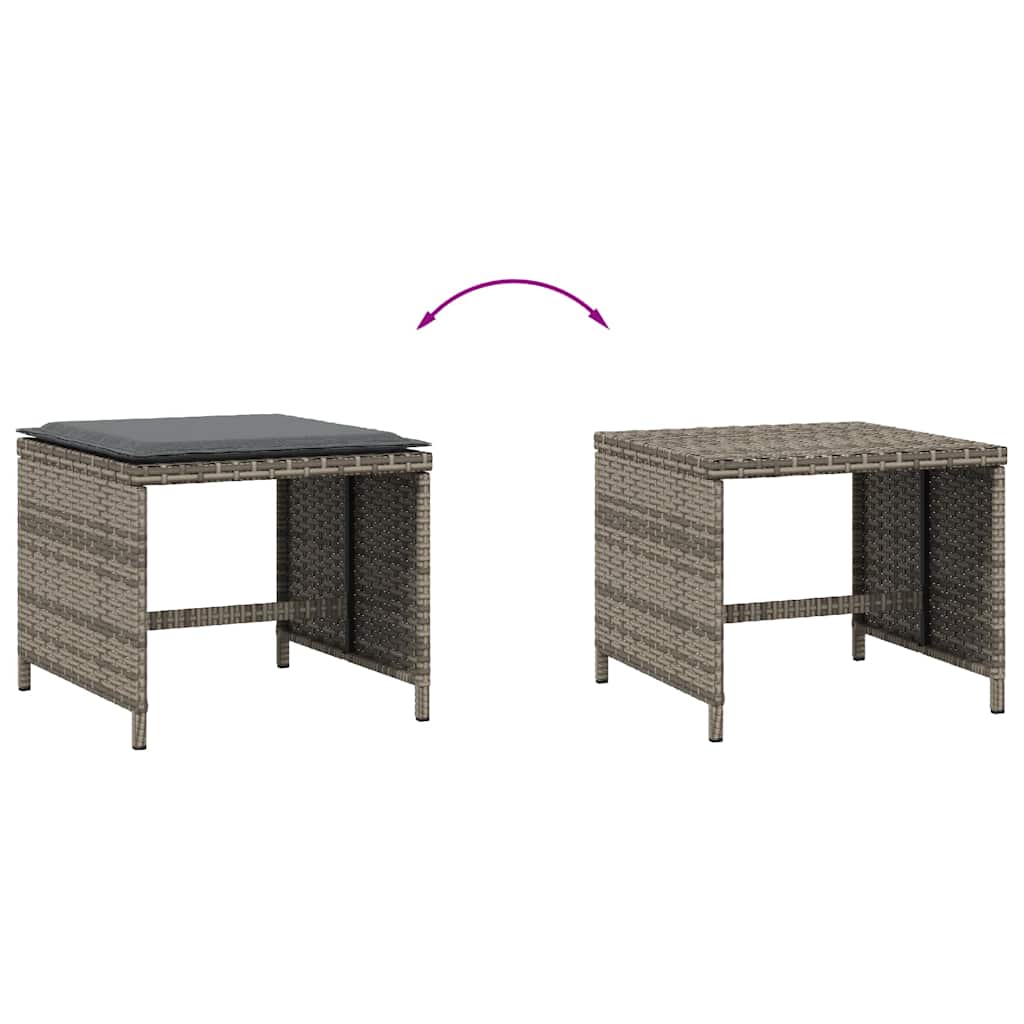 Gartenhocker mit Kissen 4 Stk. Schwarz 41x41x36 cm Poly Rattan