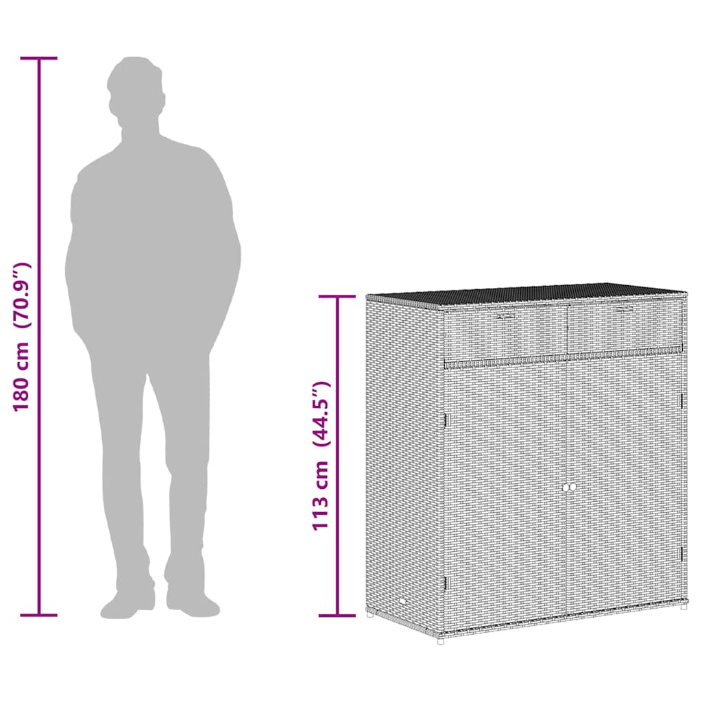 Gartenschrank Schwarz 55x55x111 cm Poly Rattan