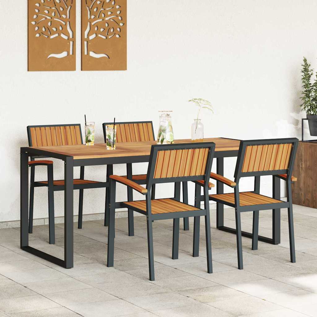 Garten Essgruppe 5 pcs Grau Massivholz Akazie