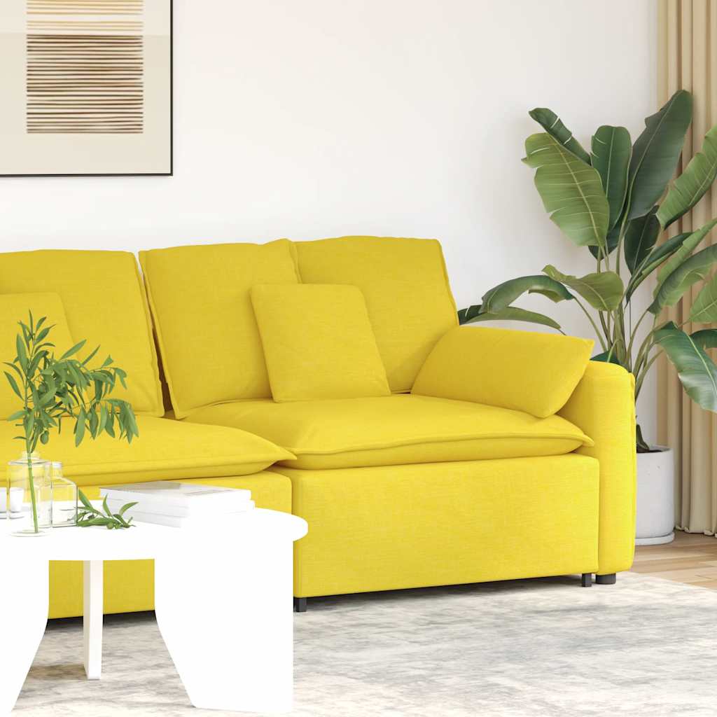 Modulares Sofa Endmodul mit Armlehne Kissen Hellgrau 100 cm