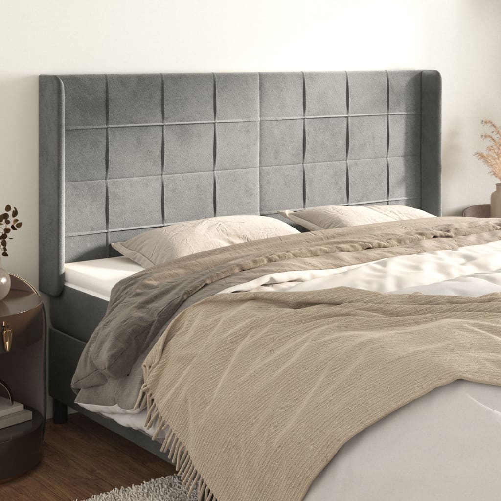 Kopfteil mit Ohren Dunkelblau 93x16x78/88 cm Samt