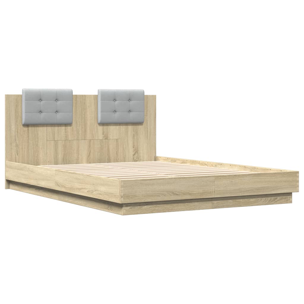 Bettgestell mit Kopfteil Grau Sonoma 180x200 cm Holzwerkstoff