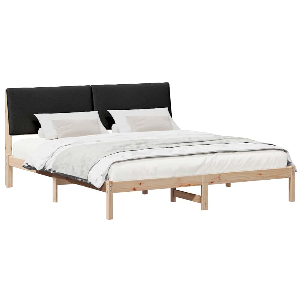 Bettgestell Braun und hellgrau 200 x 200 cm Massivholz Kiefer