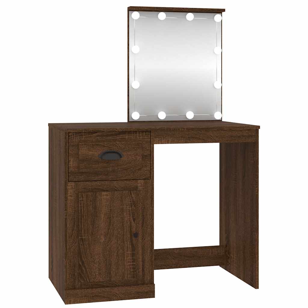 Schminktisch mit Spiegel Weiß 90x50x132,5 cm Holzwerkstoff