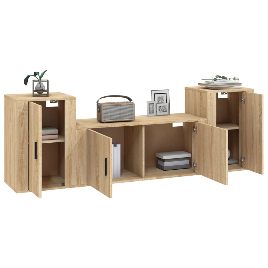 3-tlg. TV-Schrank-Set Weiß Holzwerkstoff