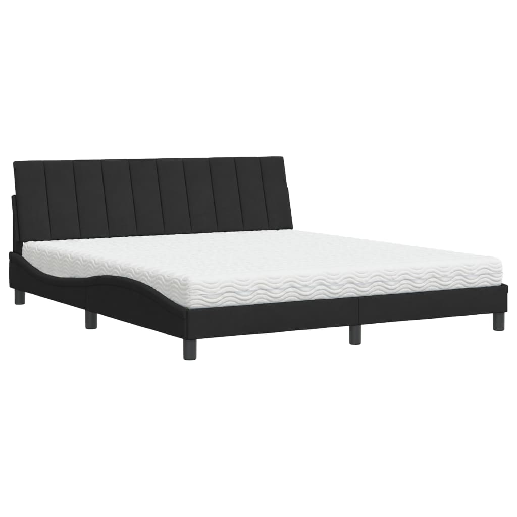 Bett mit Matratze "Hanko" Hellgrau 80x200 cm Samt