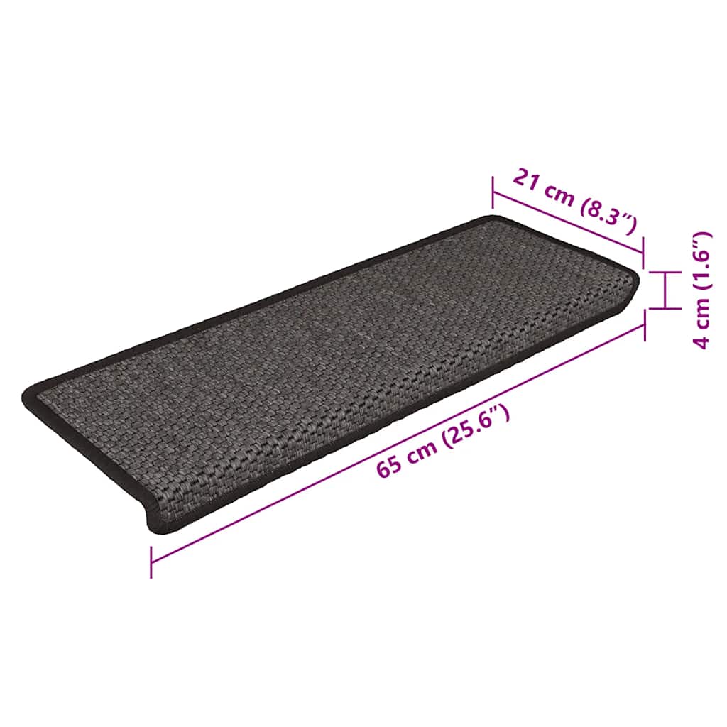 Treppenmatten Selbstklebend Sisal-Look 15 Stk. 65x21x4 Platina