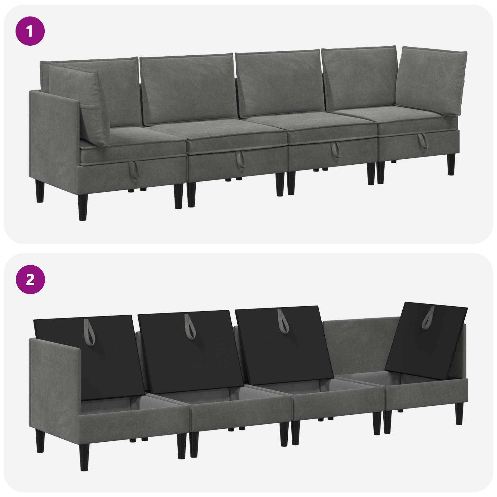 Wohnzimmergarnitur mit Kissen mit Speicher 3 pcs Hellgrau Samt