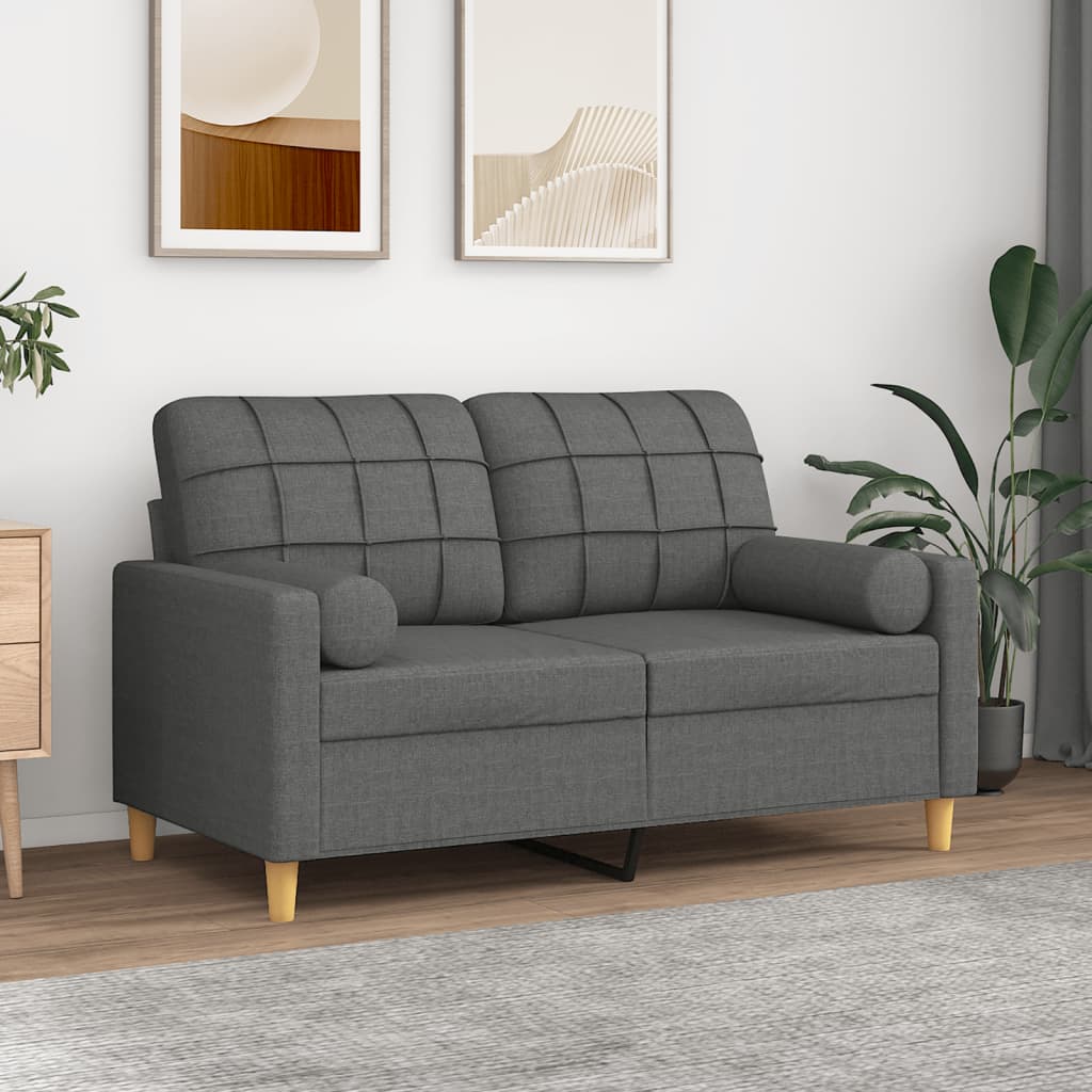2-Sitzer-Sofa mit Zierkissen Braun 120 cm Stoff