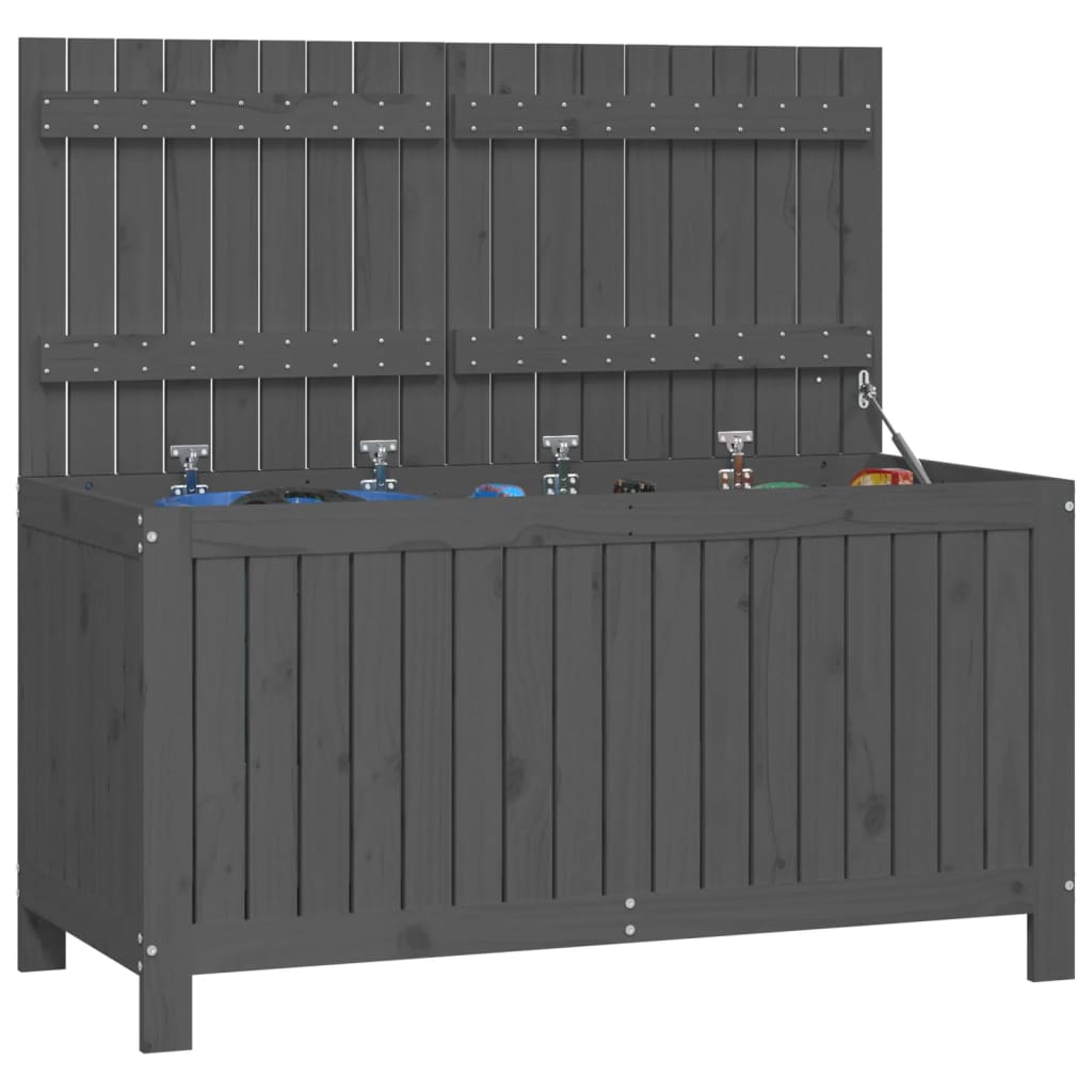 Gartentruhe Grau 76x42,5x54 cm Massivholz Kiefer