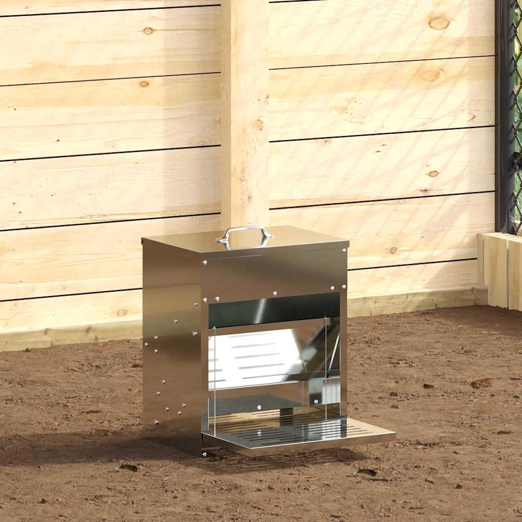 Hühnertretfeeder Schwarz 25 x 42 x 40 cm Kaltgewalzter Stahl