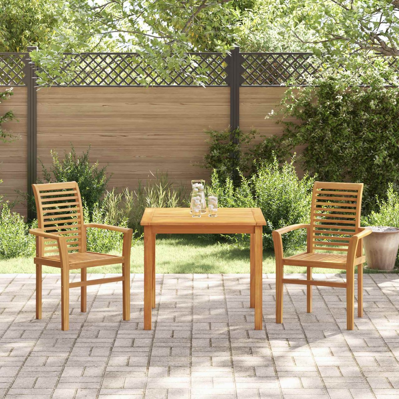 Essstühle 6 Stk. Stapelbar Massivholz Teak