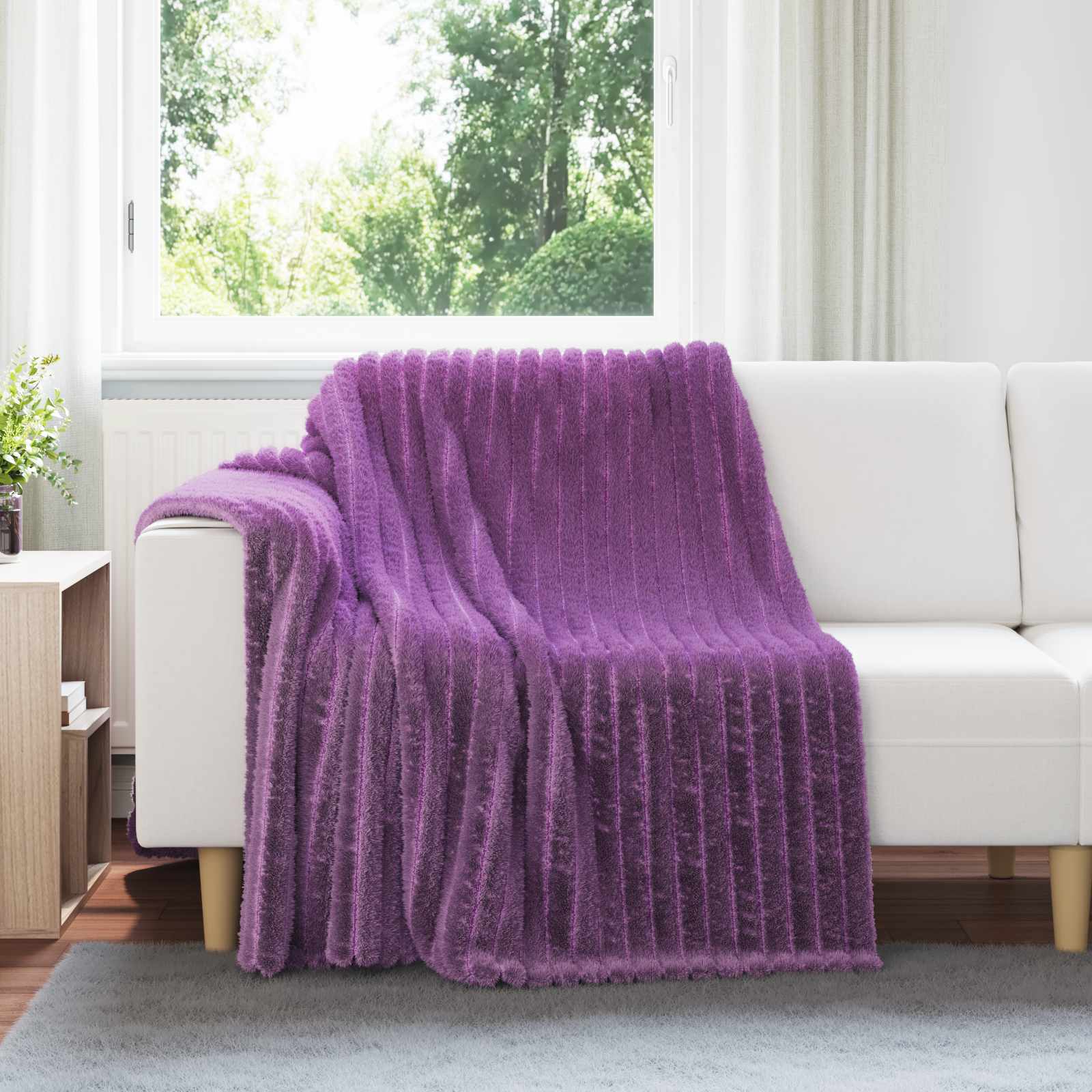 Überwurfdecke Beige 150 x 130 cm Fleece