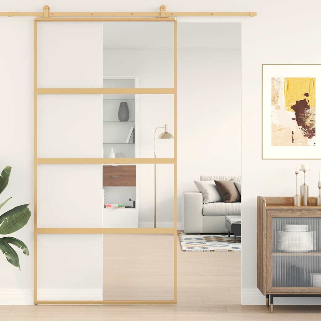 Schiebetür Aluminium und ESG Glas 90x205 cm Schwarz