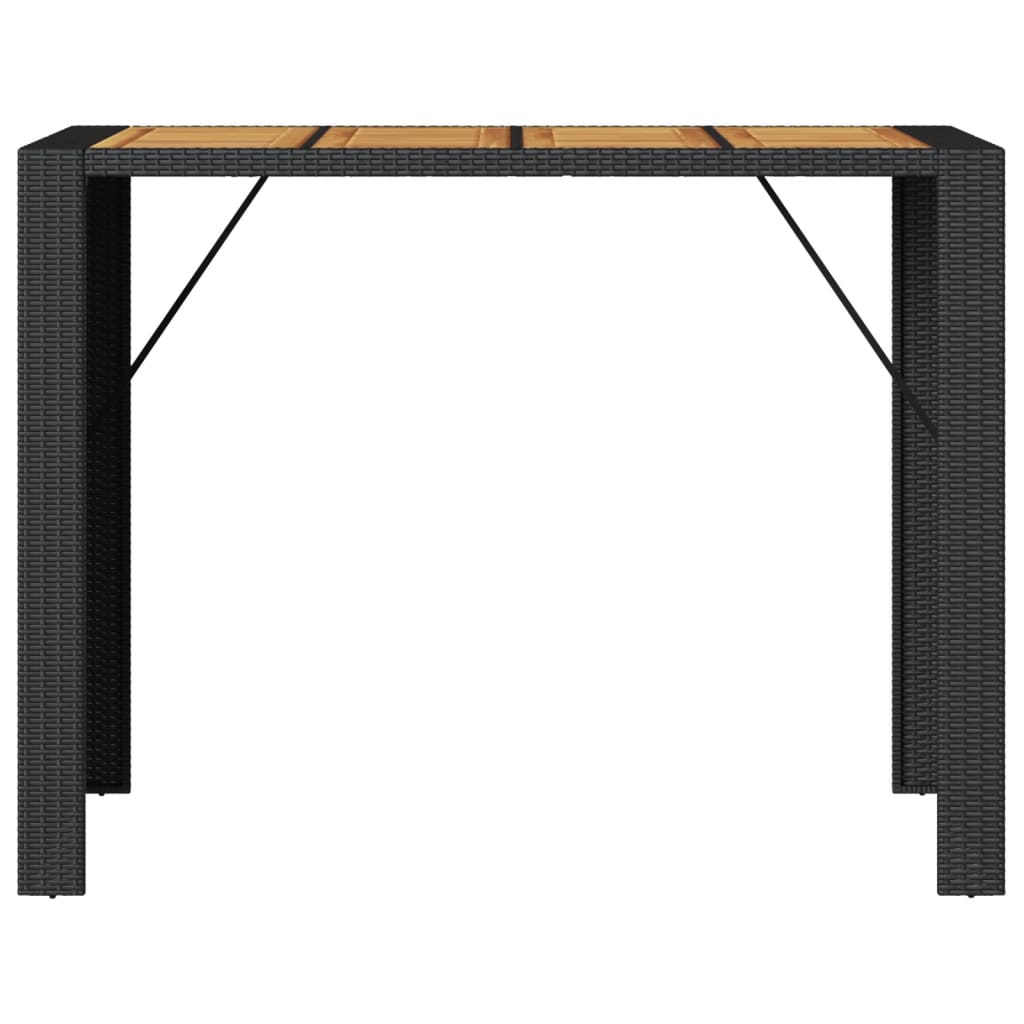 Garten-Bartisch mit Holzplatte Schwarz 105x80x110 cm Polyrattan