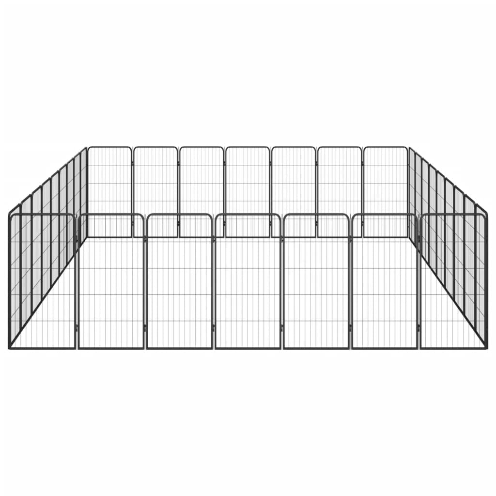 4-tlg. Hundelaufstall Schwarz 50x100cm Stahl Pulverbeschichtung