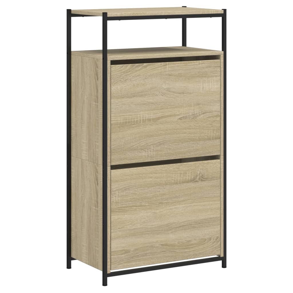 Schuhschrank mit 4 Klappen Sonoma-Eiche 100x34x112 cm