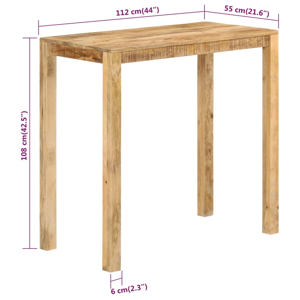 Konsolentisch 110x35x76 cm Raues Mangoholz