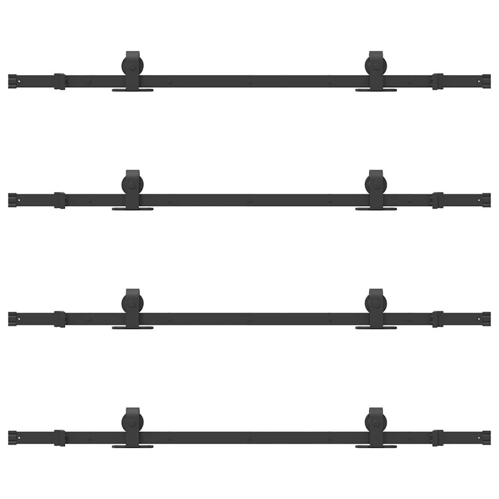 Schiebetürbeschlag-Set 183 cm Stahl Schwarz