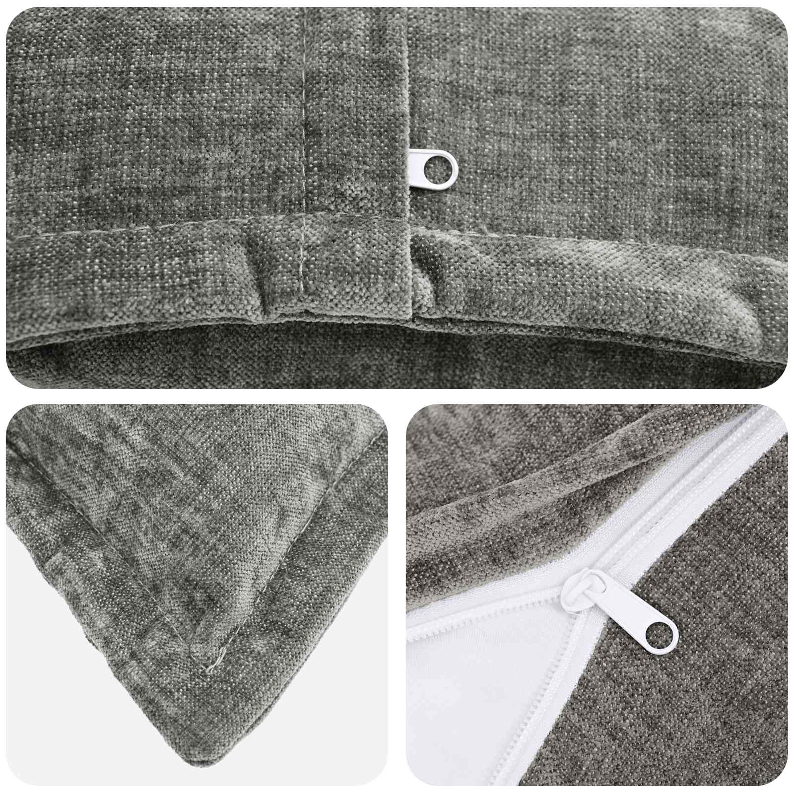 Kissenbezug 6 Stk. HEERLEN Dunkelgrau 30 x 30 cm Chenille-Stoff